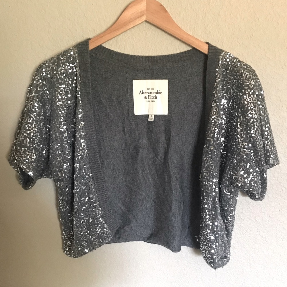 Abercrombie & Fitch gray sequined bolero cardigan